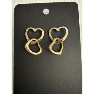 NWT Goldtone Interlocking Dangle Heart Pierced Earrings
